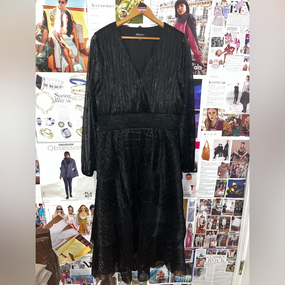 Elegant Black Metallic Sheer Dress - Picture 7 of 8